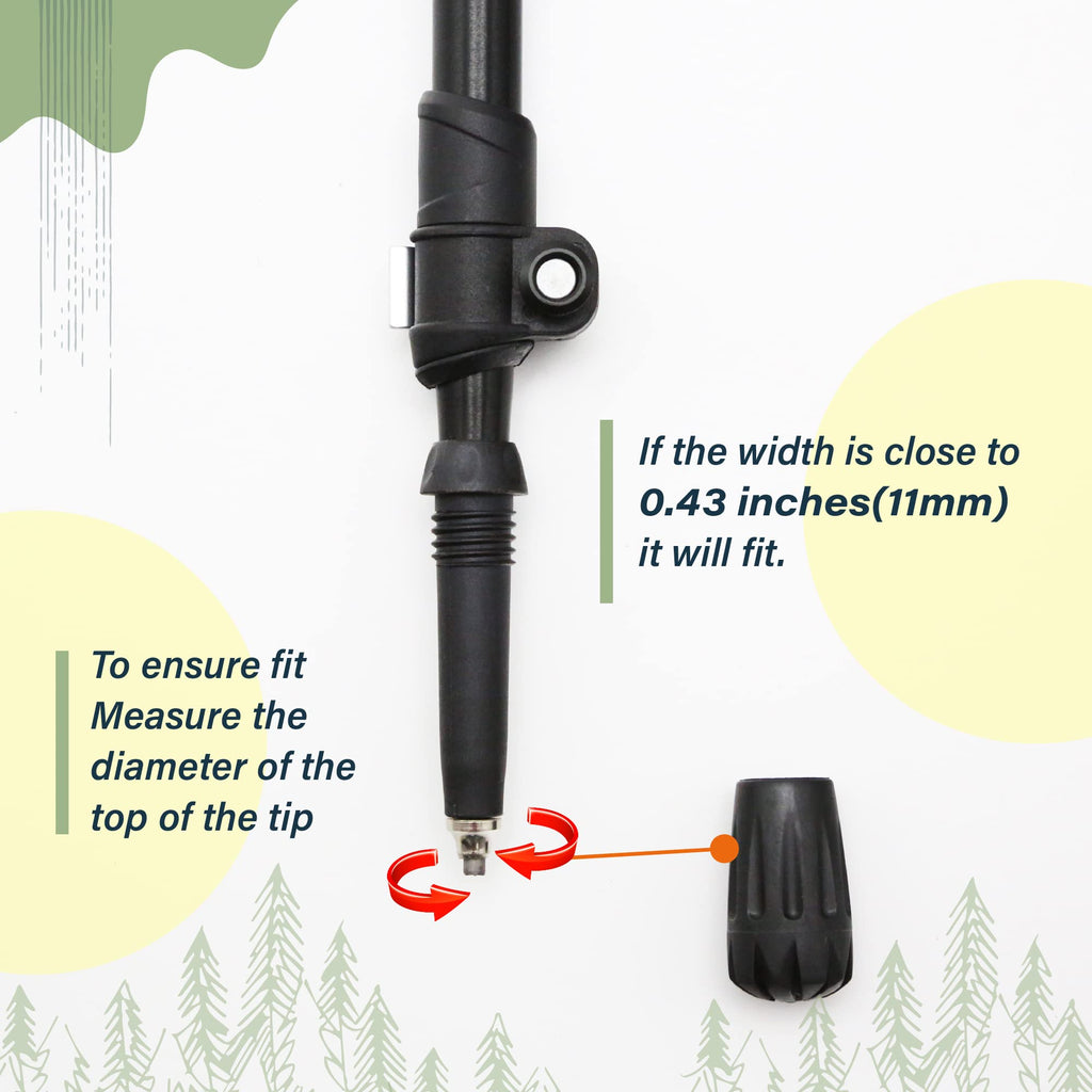 Trekology Trekking Pole Tips - 6Pc/Set Walking Stick Tips Hiking Pole Tips Rubber Tips - Walking Sticks Replacement Tip Protecto
