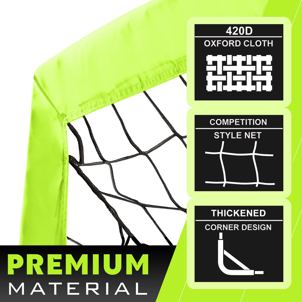 Runbow 6X4 Ft Portable Kids Soccer Goal For Backyard Practice Soccer Net Set Of 2 With Carry Bag (6X4 Ft, Light Yellow, 2 Pack)