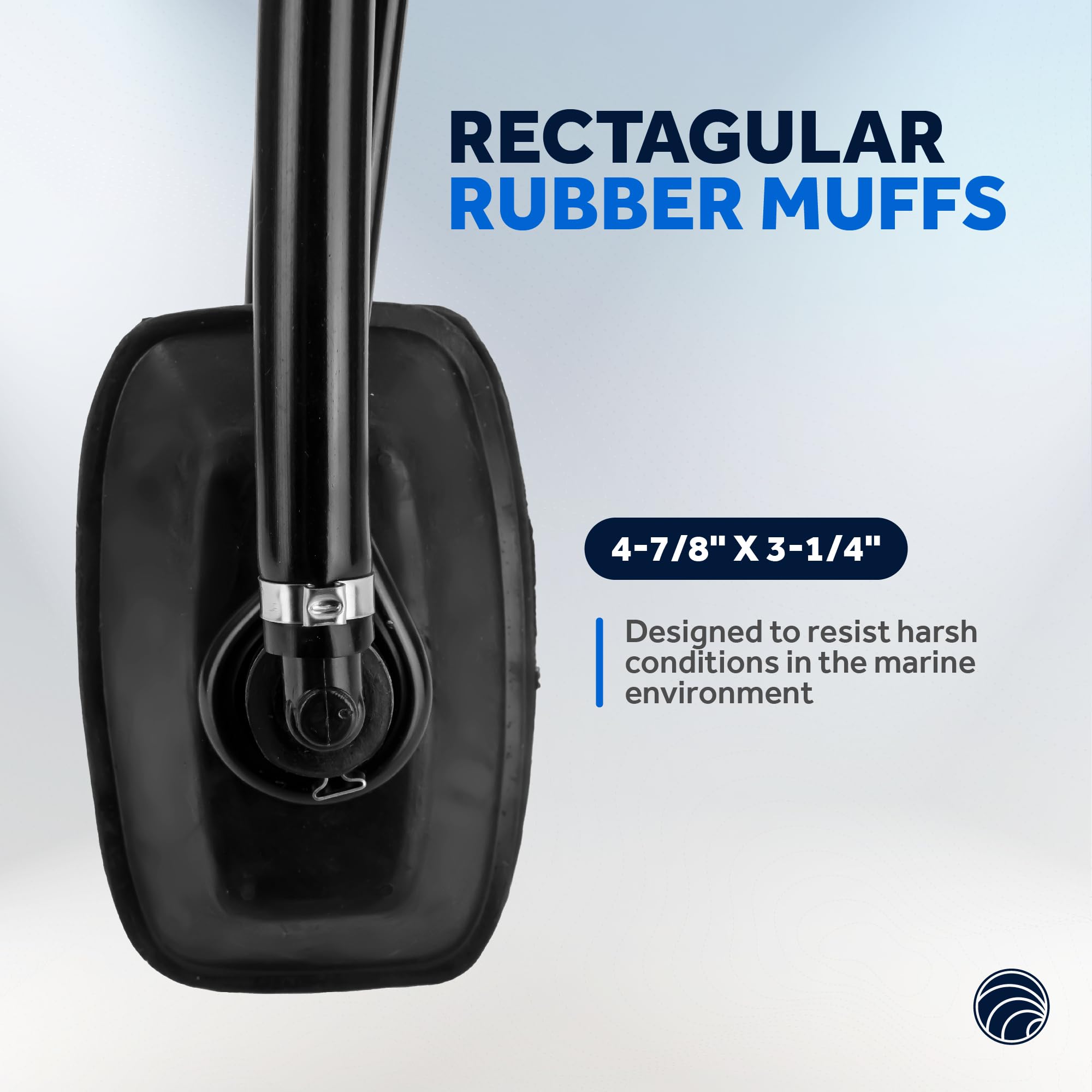 Five Oceans Outboard Motor Muffs, Dual Feed Muff Boat Motor Flusher, Black Pvc Marine Grade Rectangular Muffs, Coated Steel Brac
