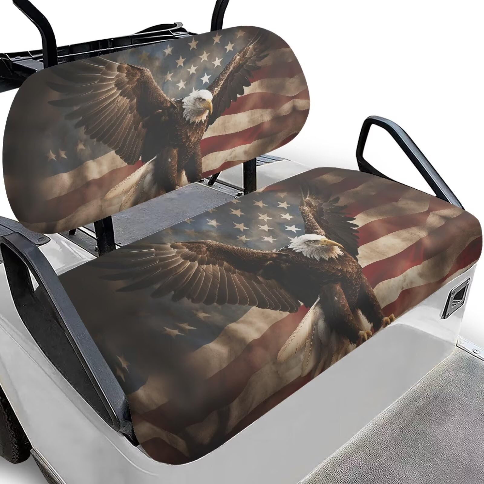 Yewatlles Vintage Fly Eagle Golf 2 Piece Soft Anti-hot Golf Cart Seat Cover with Universal Fit 2 Passenger Golf Car Lightweight 