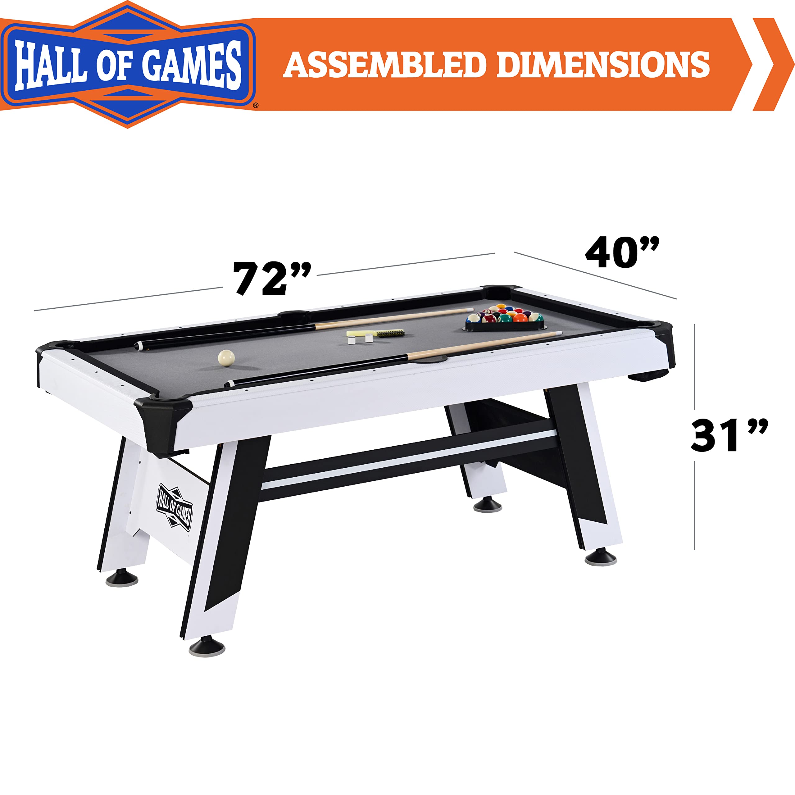 Hall Of Games 6' Arcade Drop Pocket Table With Pool Ball And Cue Stick Set