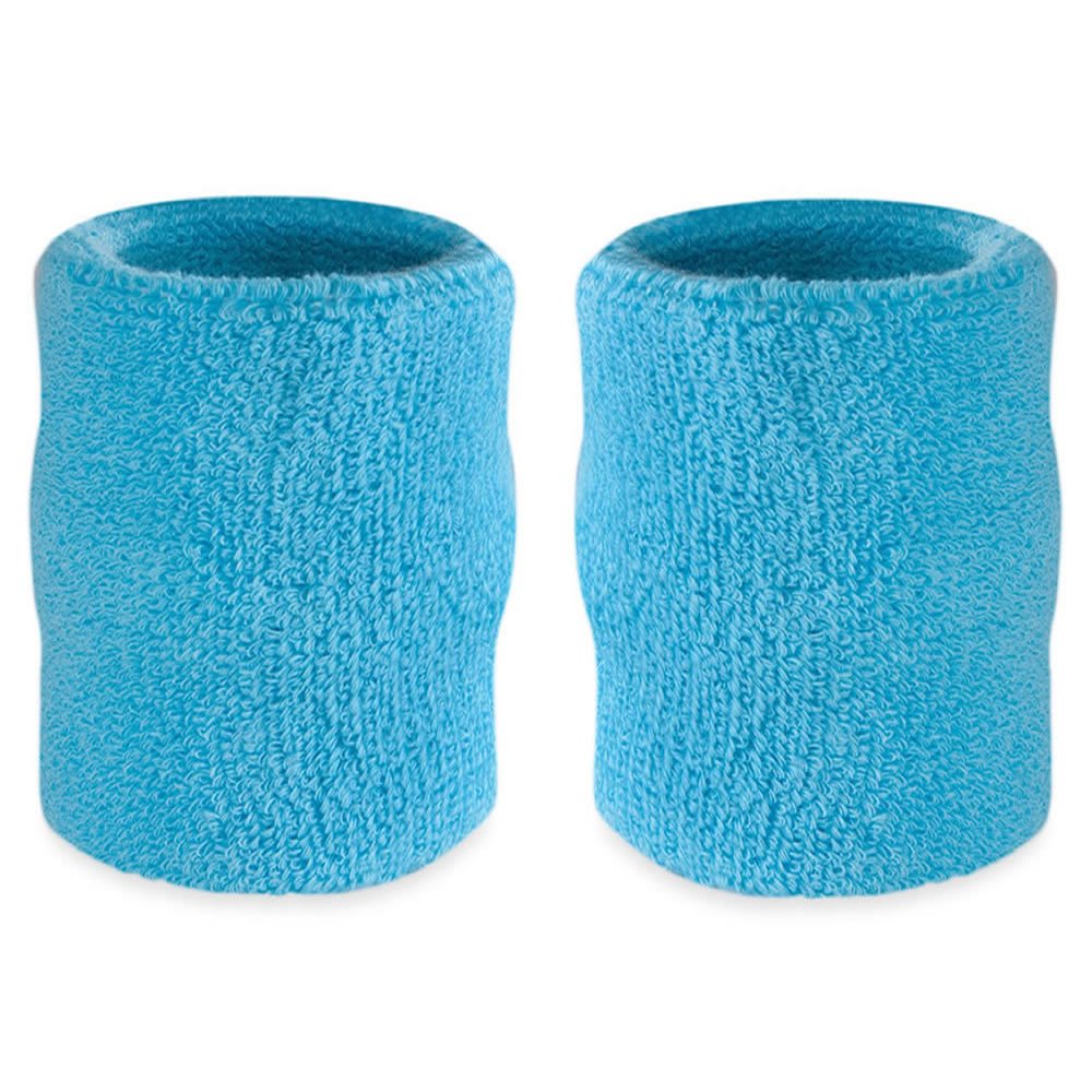Suddora 4 Inch Arm Sweatbands - Thick Cotton Armbands For Gymnastics, Basketball, Tennis, Football (Neon Blue)