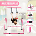 Beeyeo Gymnastics Bar, Expandable Horizontal Bars With Rings, Gymnastics Training Bar Indoor Gym Equipment For Kids Grip Trainin
