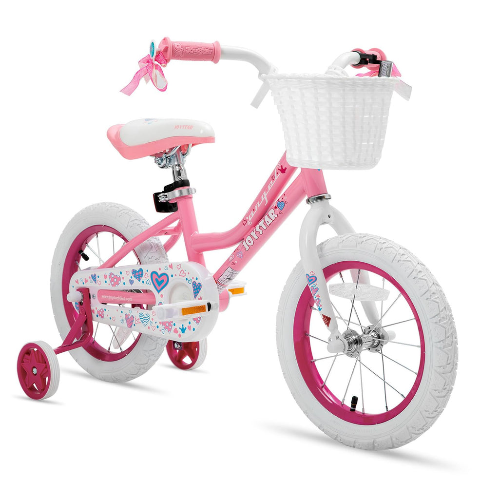 Joystar 14 Inch Girls Bike For 3 4 5 Years Old Girl 14'' Kids Bikes With Training Wheels And Basket Children'S Bicycle In Pink