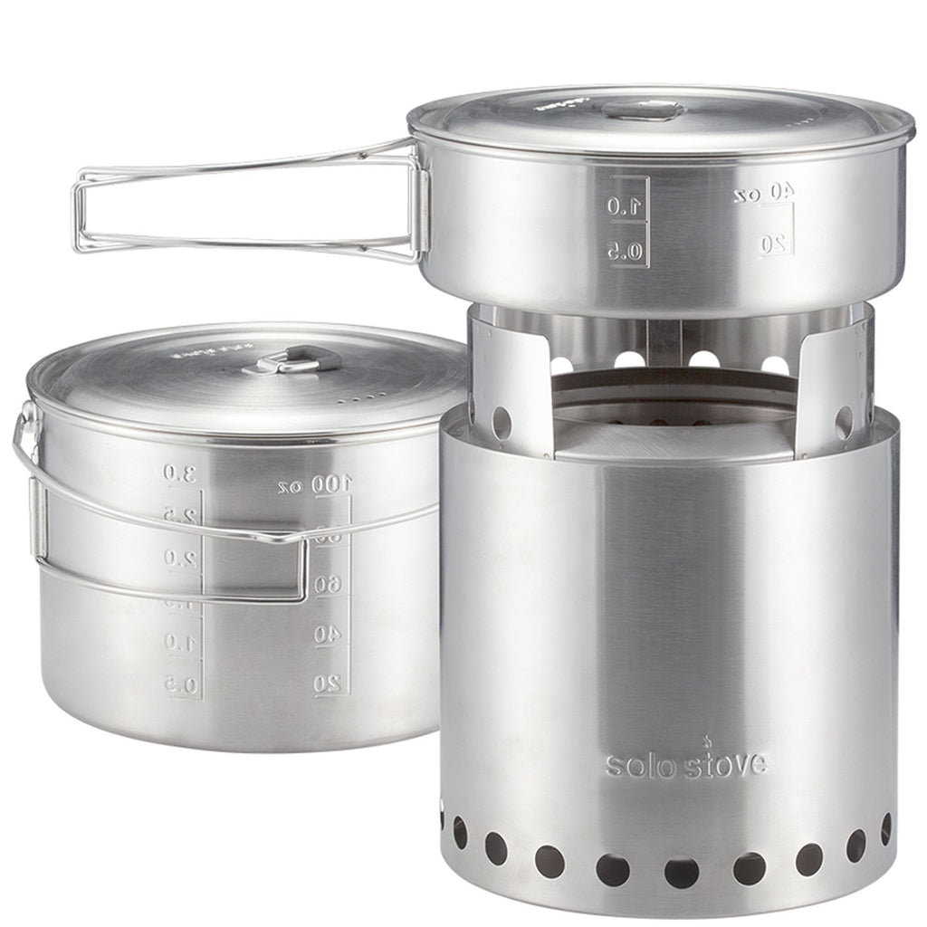 Solo Stove Campfire 2 Pot Set Combo - 4+ Person Wood Burning Camping Stove  Outdoor Kitchen Kit For Backpacking Camping Survival