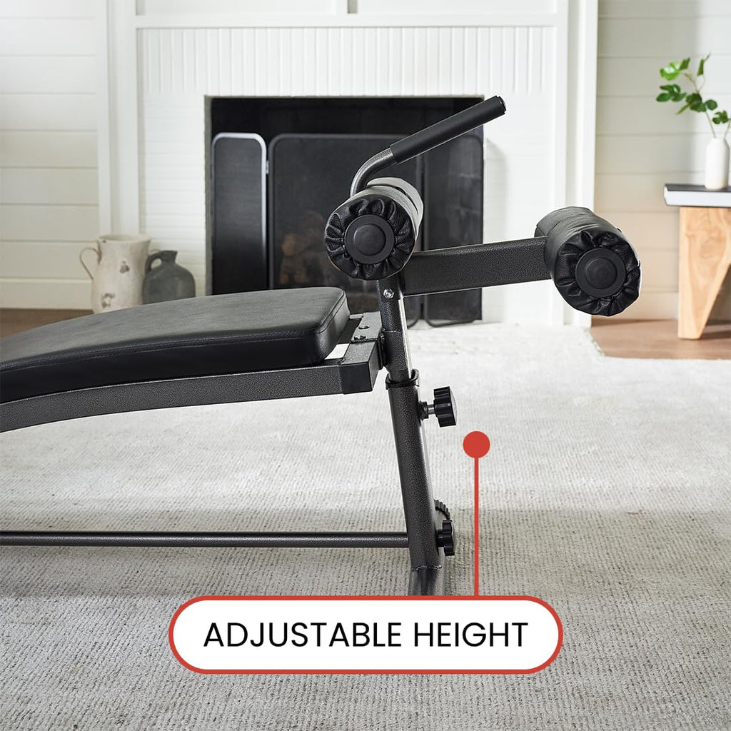 Finer Form Gym-Quality Sit Up Bench With Reverse Crunch Handle - Solid Ab Workout Equipment For Your Home Gym. More Effective Th