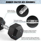 Ritfit 45Lb Dumbbells Rubber Encased Dumbbell Sets With Optional Rack For Home Gym, Coated Hand Weights For Strength Training, W