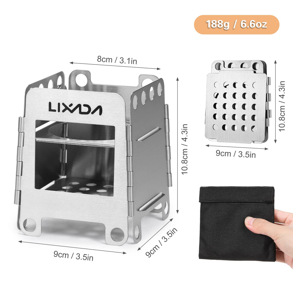 Lixada Camping Stove Wood Burning Stove Portable Stainless Steel Backpacking Stove For Picnic Bbq Camp Hiking