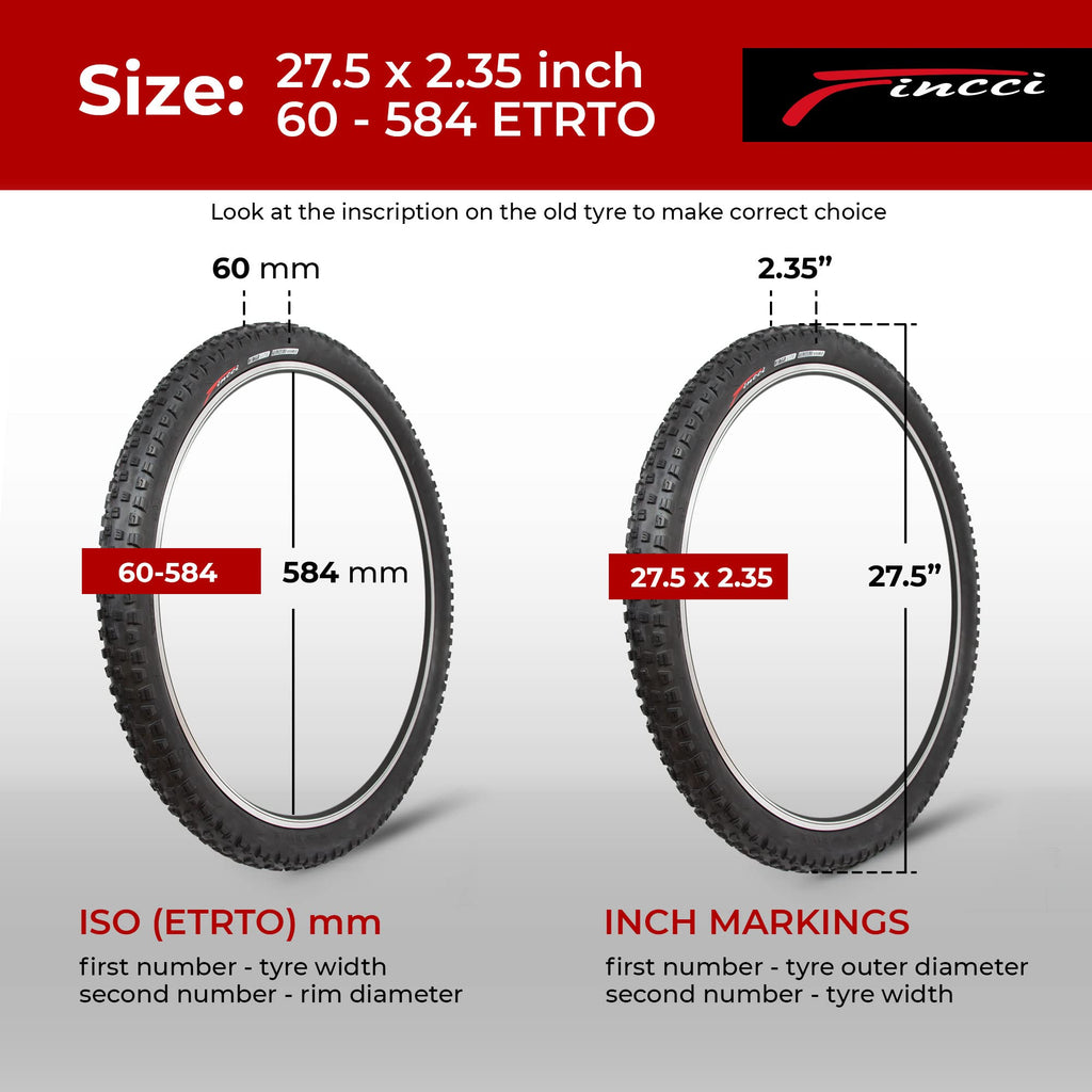 Fincci Pair 27.5 X 2.35 Inch 60-584 Foldable Tires For Road Mountain Mtb Mud Dirt Offroad Bike Bicycle (Pack Of 2)