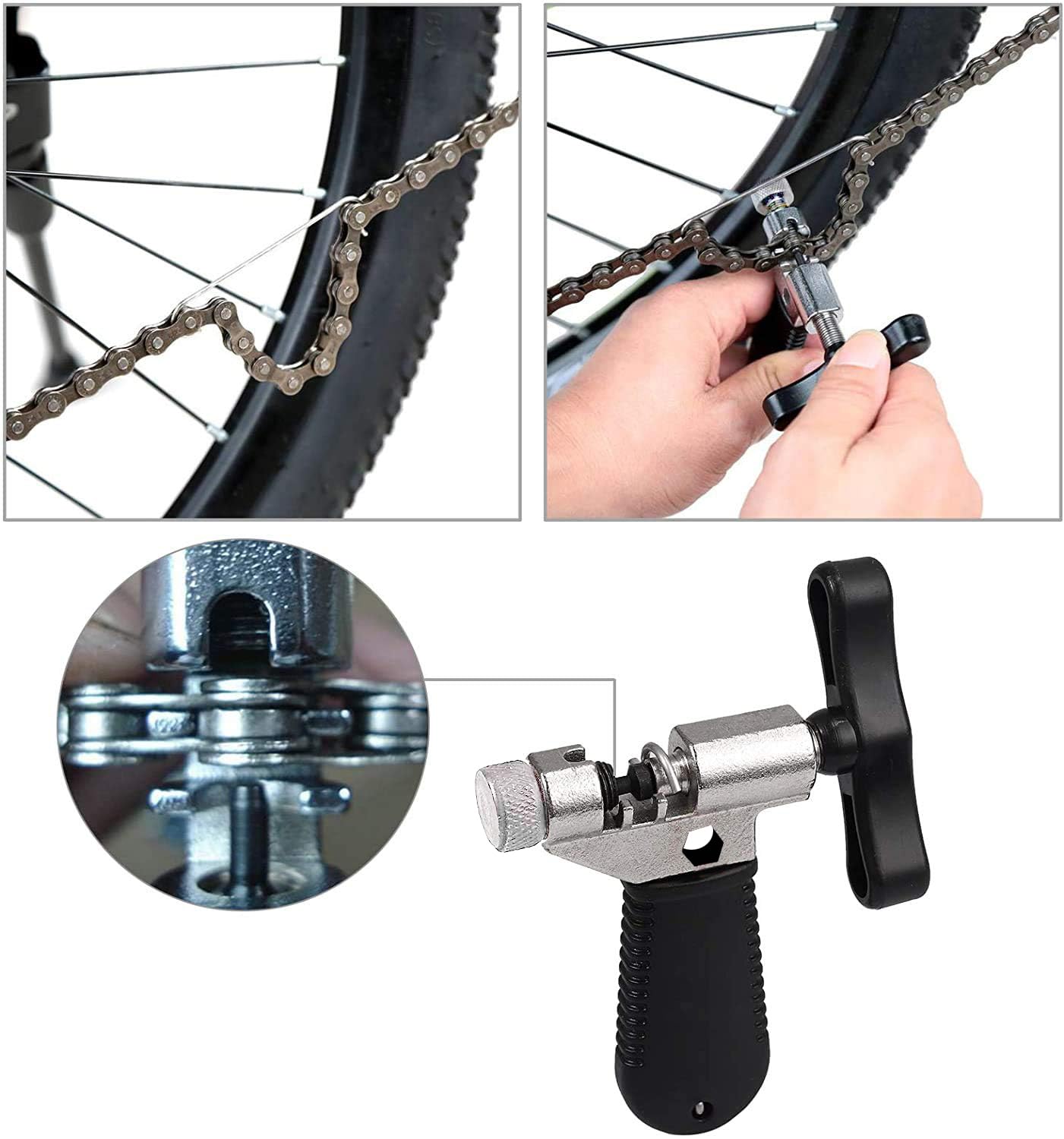 Bike Chain Tool Kit, 11Pcs Bicycle Chain Tool With Bike Link Plier, Bicycle Chain Breaker Splitter, Chain Wear Indicator And Cha