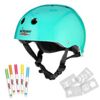 Wipeout Dry Erase Kids Helmet For Bike, Skate, And Scooter, Teal Blue Youth L 8+