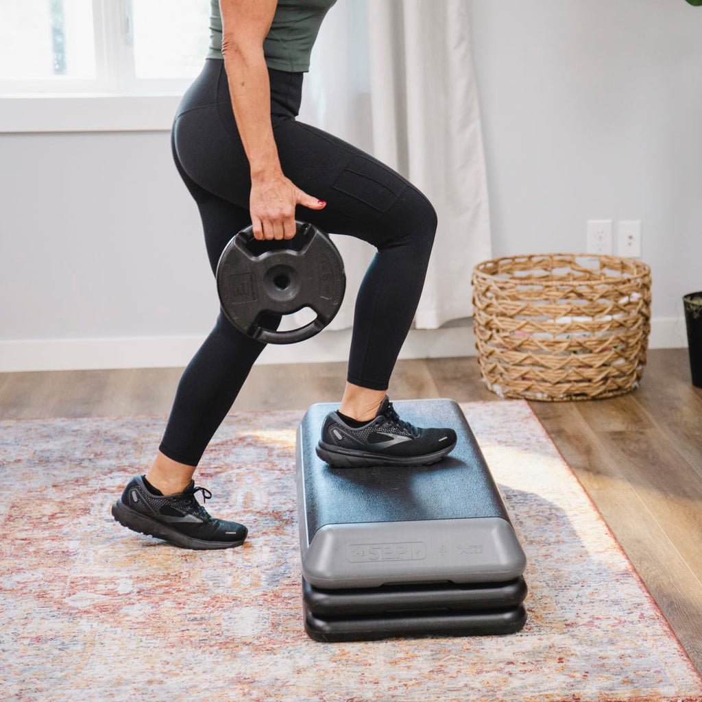The Step (Made In Usa Original Aerobic Platform For Total Body Fitness - Health Club 4 Risers Grey