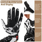 Goporoy Youth Football Gloves For Kids Excellent Grip Football Receiver Gloves, Icy Black Youth Xs/S