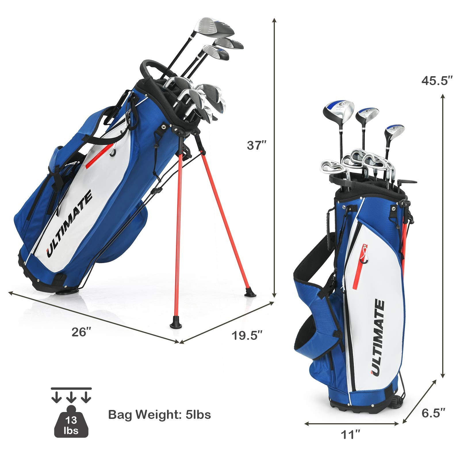 Tangkula Complete Golf Clubs Package Set 10 Pieces For Men & Women Right Hand, Includes 460Cc Alloy Driver, 3# Fairway Wood, 4#