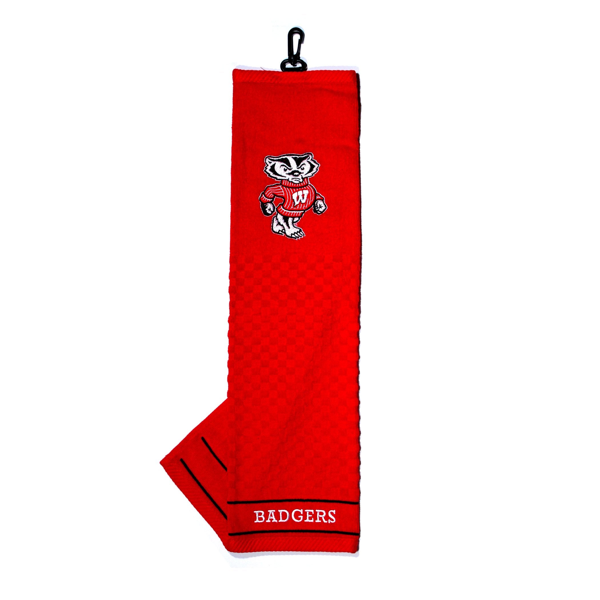 Team Golf NCAA Wisconsin Badgers Embroidered Golf Towel Embroidered Golf Towel, Checkered Scrubber Design, Embroidered Logo