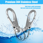 Mixiflor Stainless Steel Swivel Eye Snap Hook, 4 Pack (4 Inch) Swivel Snap Hook Flag Pole Clips, Rotating Diving Clips Spring Ho