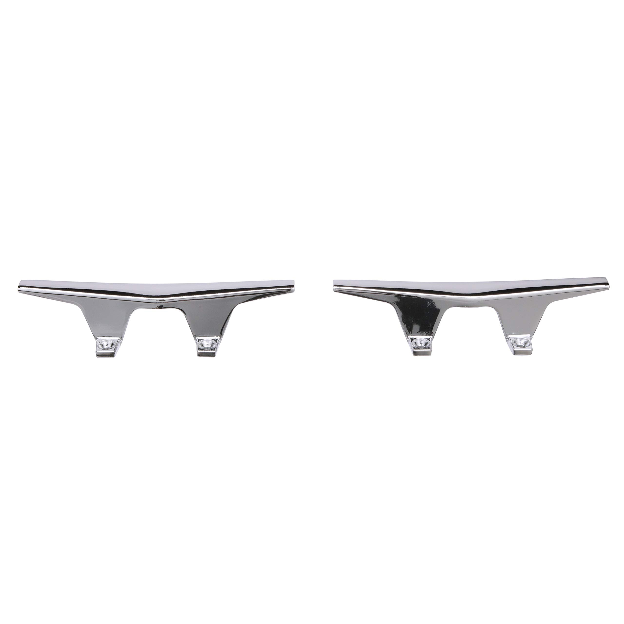 Attwood 6245-6 Chrome-Plated Zinc Cleats, 6 Inches Long, 2 3/32 Inches Wide, Install With 4 Included #10 Fasteners
