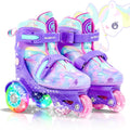 METROLLER Adjustable Kids Balance Roller Skates for Toddler Ages 3-6 Rainbow Unicorn Illuminating Rollerskates for Girls Ages 5-