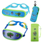 Ruigao Kids Swim Goggles Age 2-6, Toddler Goggles No Hair Pull,Child Goggles Padded Headband (2Pk Toddler - Dino & Dolphin)