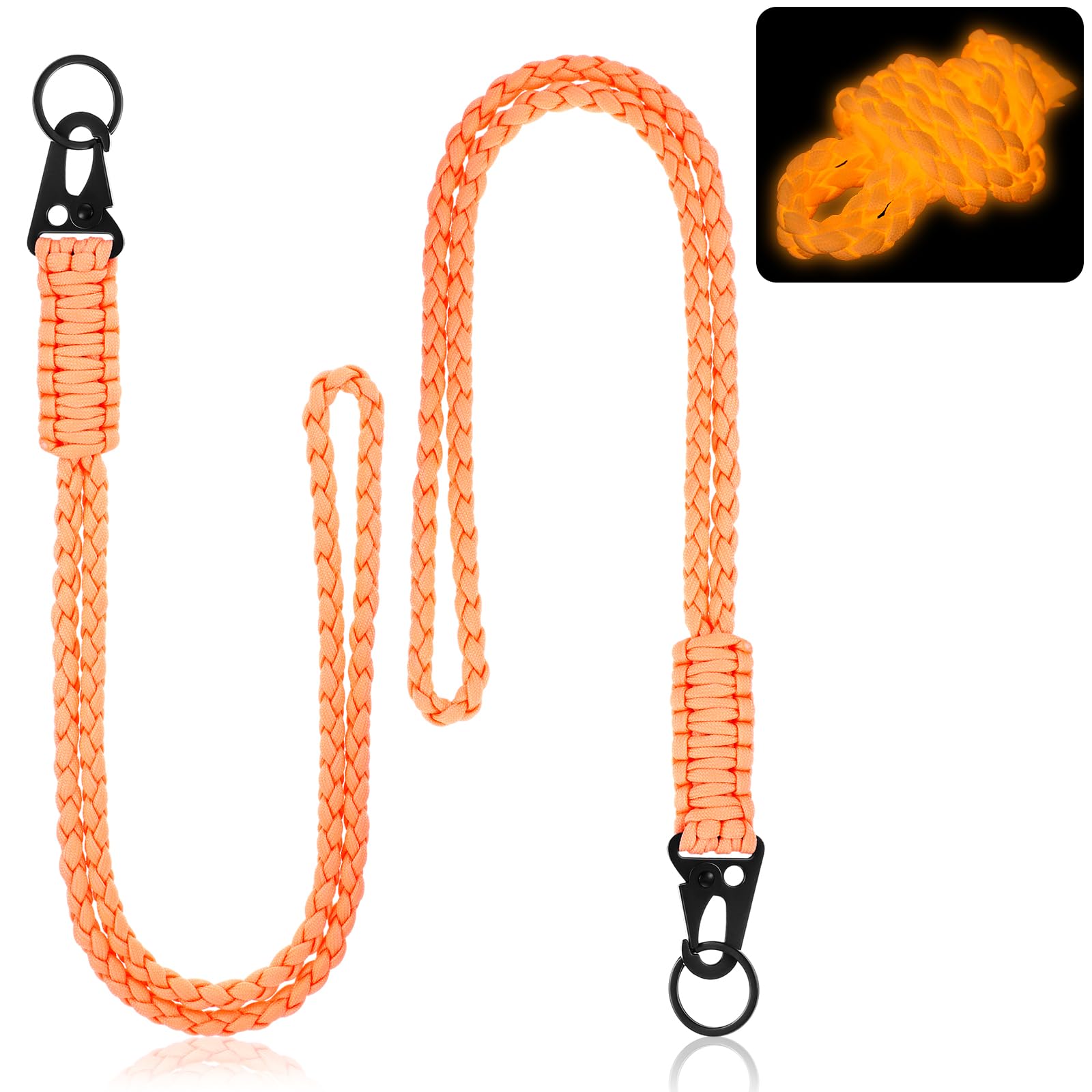 Frienda 2 Set Heavy Duty Paracord Lanyard Necklace Whistles Strap Braided 550 Keychain Lanyard for Outdoor Activities (Attractiv