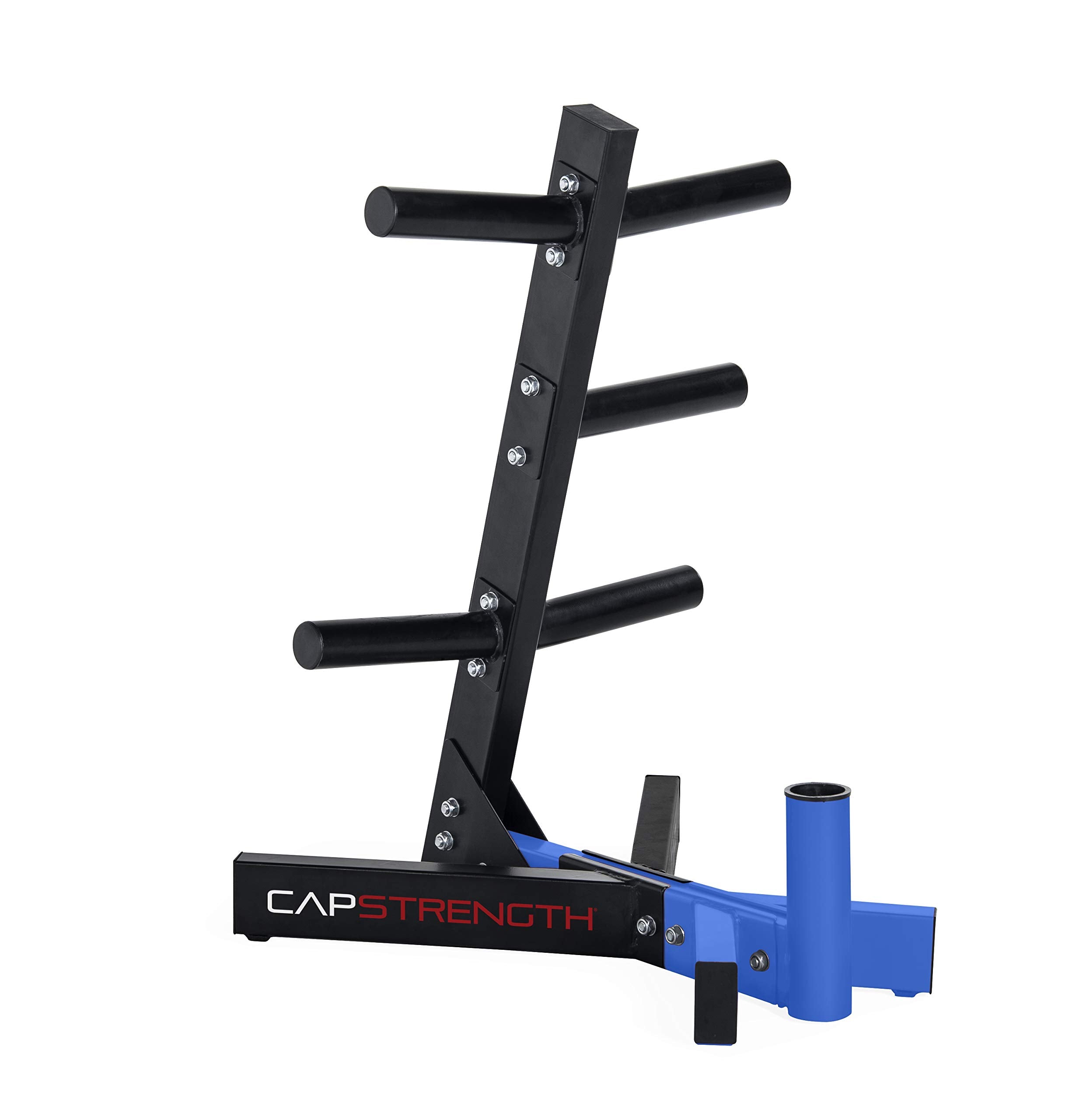 Cap Barbell Olympic Plate Tree Storage Rack For Weights And Bar, Blue