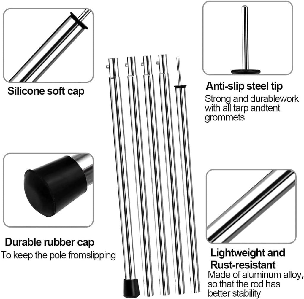 San Like Camping Tent Tarp Poles Set For Canopy Awning Shelter Backpacking Hiking - Telescopic Adjustable Length Tent Sunshade S