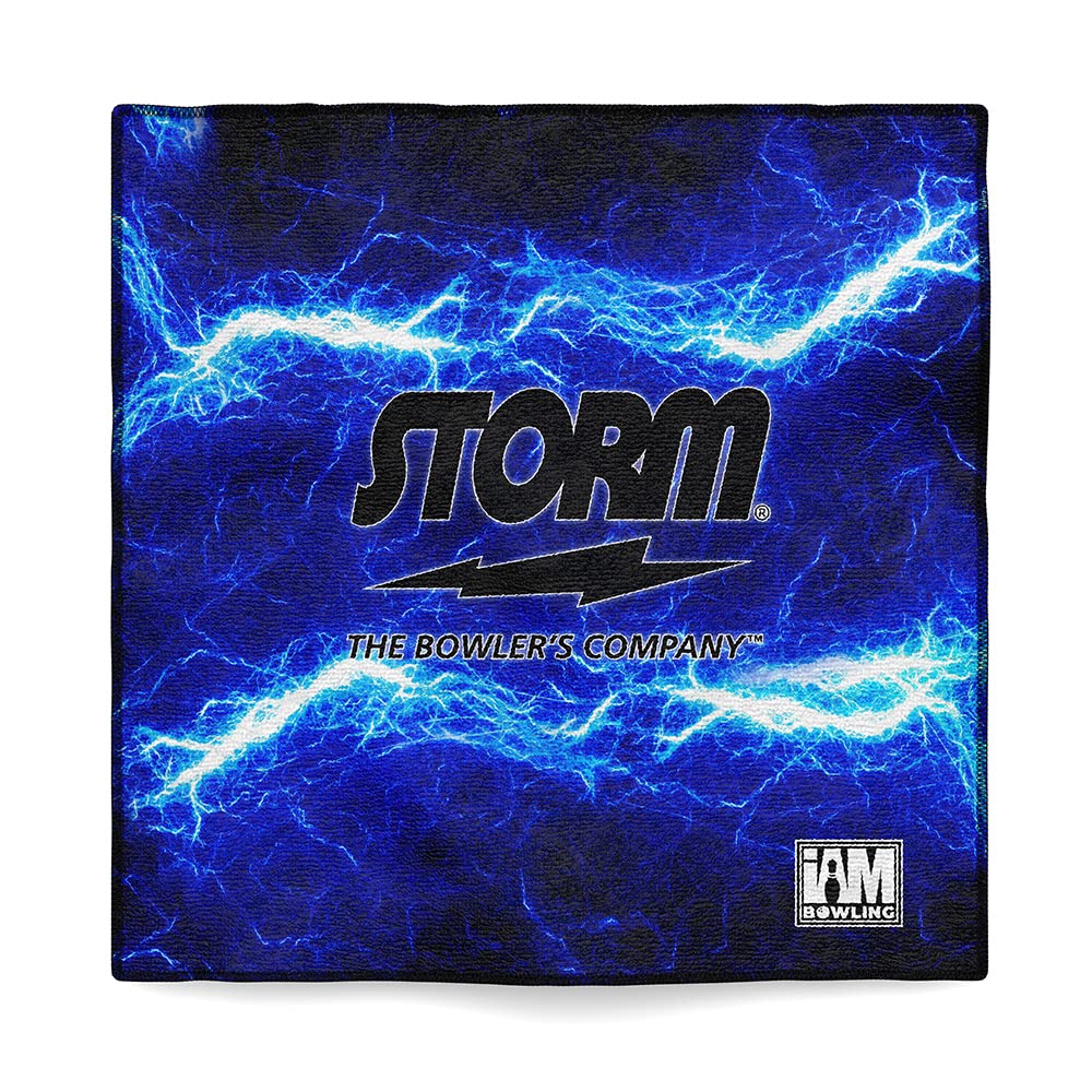Logo Infusion - Dye-Sublimated Microfiber Bowling Towel - One Sided Print - Storm Blue Lightning Style Dsmtstbl