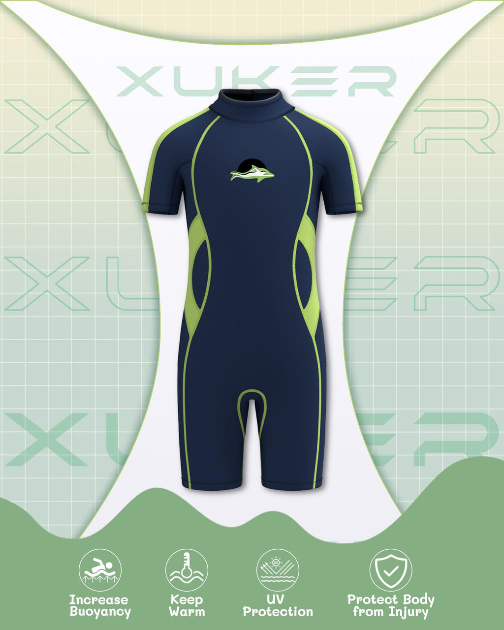 Xuker Kids Wetsuit For Boys Girls Youth 3Mm Neoprene Back Zip Shorty Wet Suit Thermal Wetsuits For Teens Scuba Dive Swimming