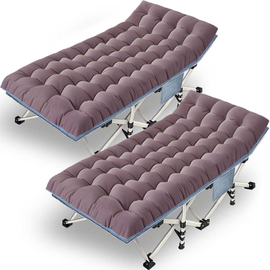 Xxl Camping Cot 2 Pack Oversized Folding Cot For Adults Cots For Sleeping With Mattress Heavy Duty Portable Camping Bed With Car