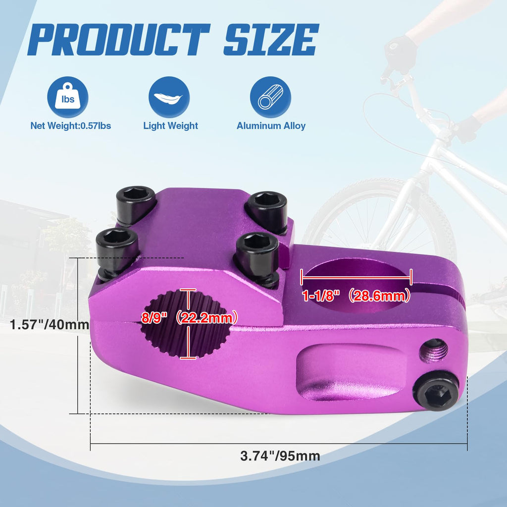 Makelen Bike Stem For Bmx Bike Aluminum Alloy Fixed Gear Bicycle Stem Matte Purple