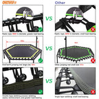 Onetwofit 48'' Silent Mini Trampoline With Adjustable Handle Bar Fitness Trampoline Bungee Rebounder Jumping Cardio Trainer Work