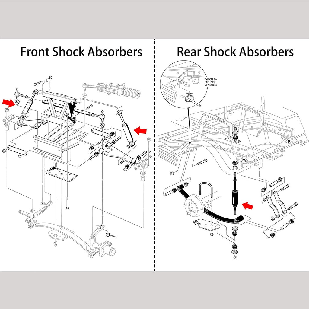 10L0L Club Car Ds Shocks  Precedent Shocks ,Golf Cart Front And Rear Shock Absorbers For Club Car Ds Ge 1988-Up,Precedent Ge 200