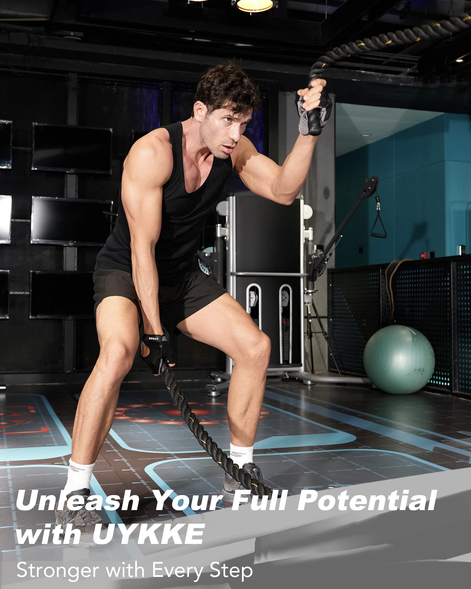 Uykke Workout Gloves For Men And Women, Exercise Gloves For Weight Lifting, Cycling, Gym, Training, Breathable And Snug Fit (Bla