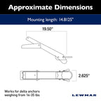 Lewmar Bow Roller For Delta Anchors 14-35 Lbs., Stainless Steel Construction, Derlin Rollers, Easy Installation, Mounting Hardwa