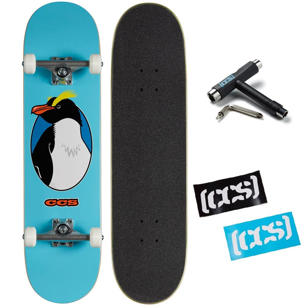 [Ccs] Odd Birds Penguin Skateboard Complete 8.50'' - Maple Wood - Professional Grade - Fully Assembled With Skate Tool And Stick