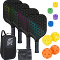 Pickleball Paddles Set Of 4 Incl 4 Fiberglass Pickleball Rackets, 4 Balls 1 Pickleball Bag 4 Grip Tapes, Joncaye Pickleball Set 