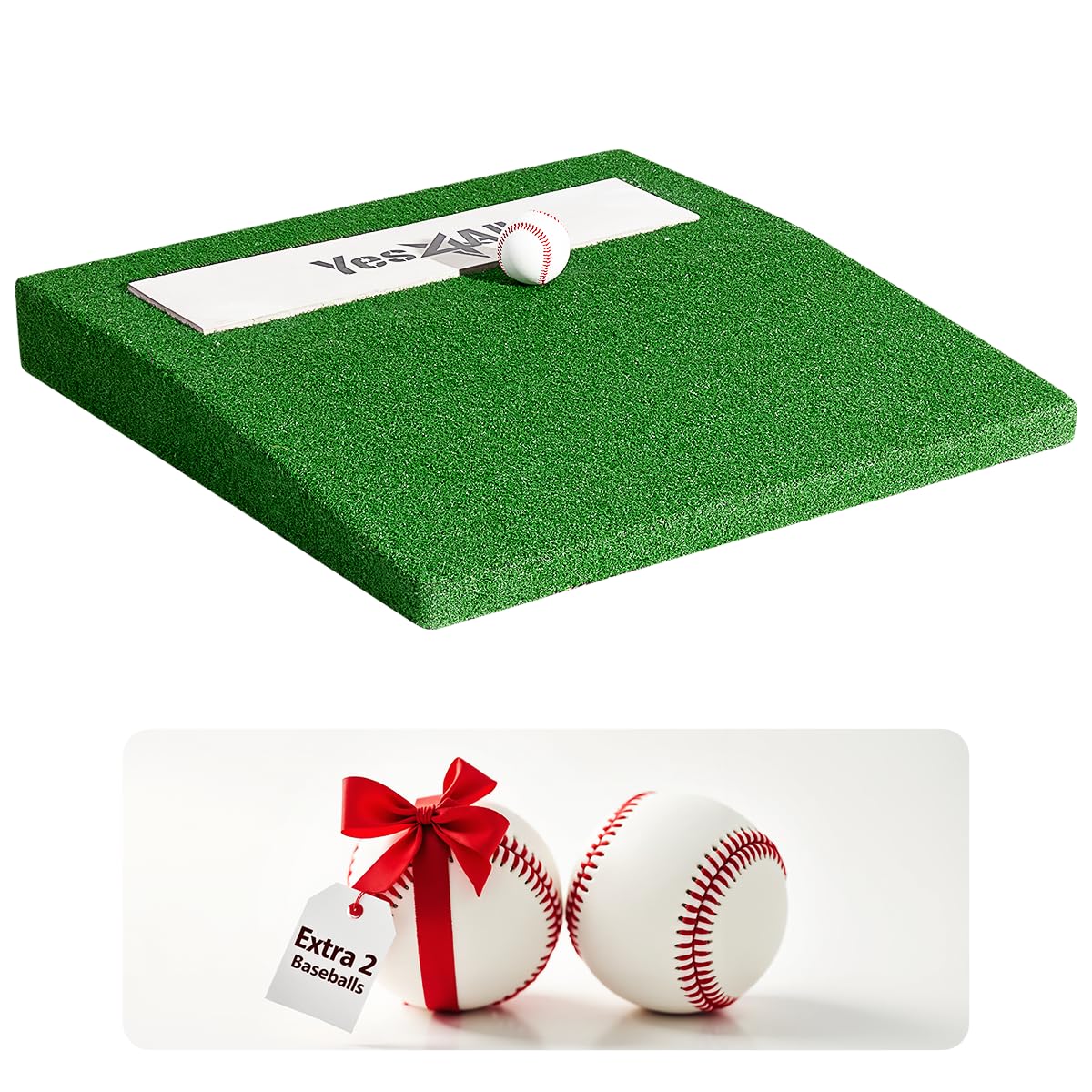 Yes4All Portable Pitching Mound and 2 Baseballs, Pitchers Mound Baseball, Softball Pitching Mound with Antifade Turf and Regulat