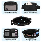 Vorolo 2 Pack Fanny Pack Crossbody Bag For Women And Men Belt Bag Gift For Women Bum Bag With Adjustable Strap For Sports Black+