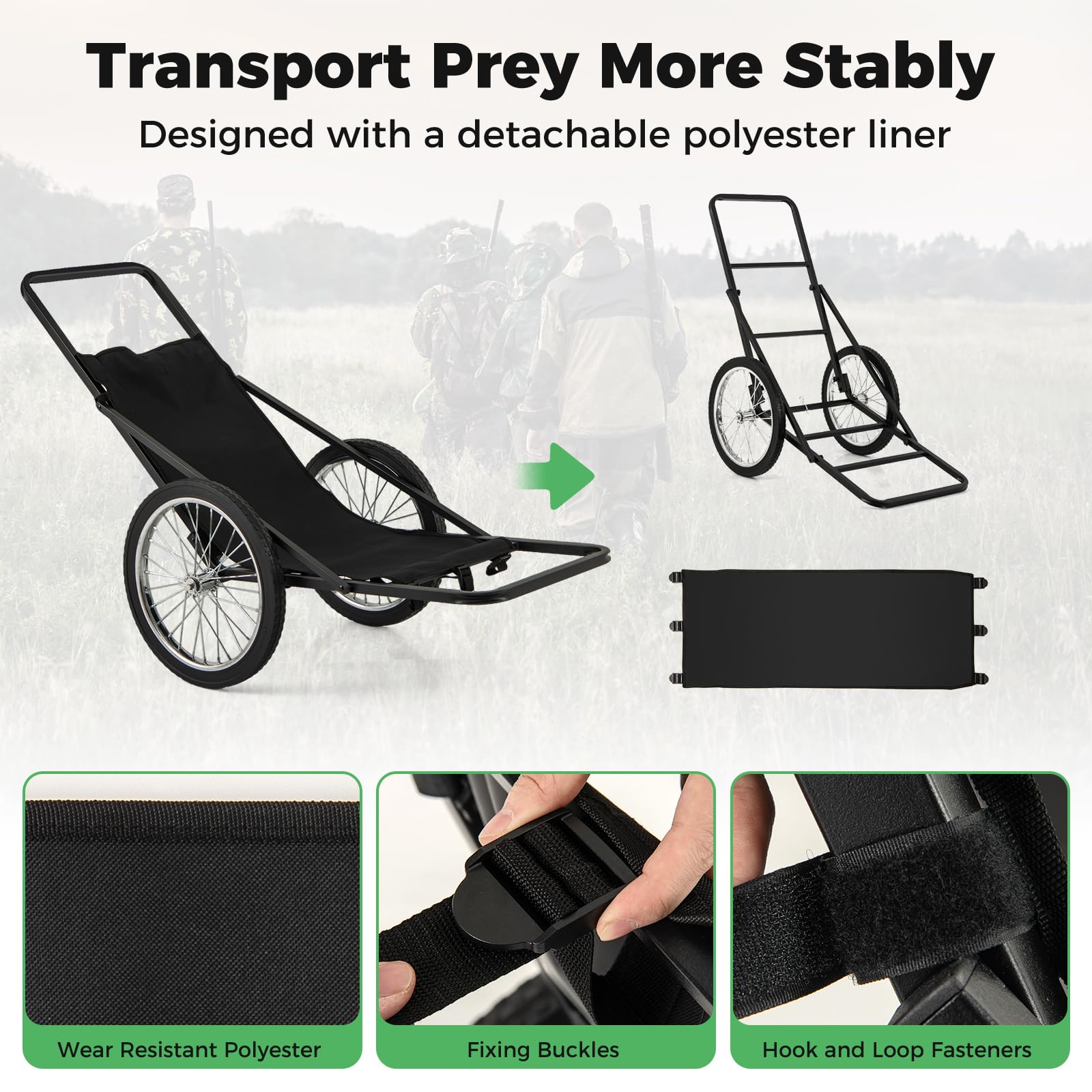 Gymax Deer Cart, 550 Lbs Folding Game Carts With Polyester Liner, 20 Big Wheels, All-Terrain Heavy-Duty Deer Cart Game Hauler Fo