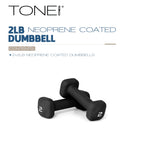 Tone Fitness 2 lb Neoprene Dumbbell Pair for Home Workouts - Non-Slip Design - Black