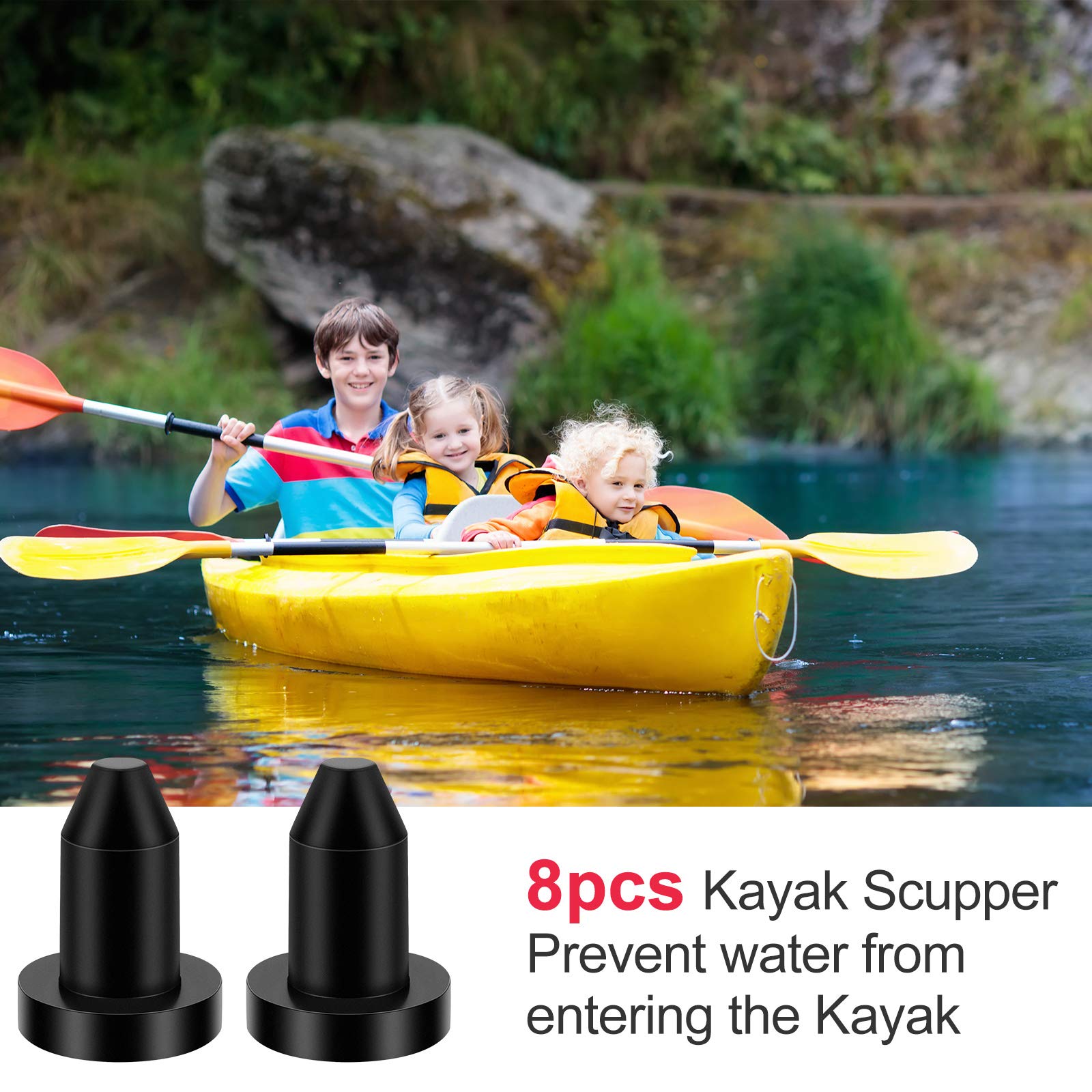 Skylety 8 Pieces Kayak Drain Plug Silicone Scupper Plugs Drain Holes Stopper Bung For Most Fishing Boats Kayak