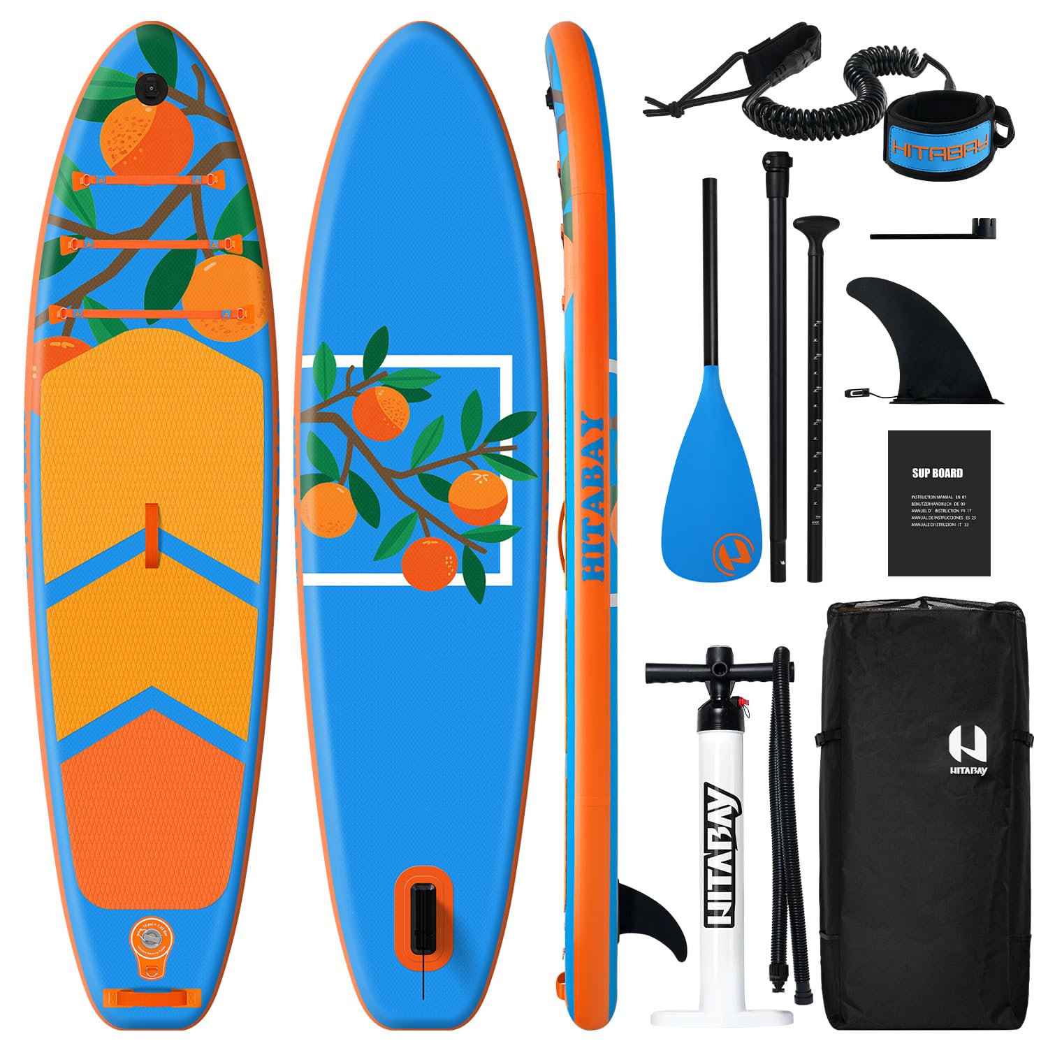 Inflatable Stand Up Paddle Board - Summer Orange All-Around SUP Board, Complete Kit with Camera Mount, Lightweight(only 16lbs), 