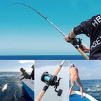 Sougayilang Fiberglass Fishing Pole Conventional Reel Combo With Durable P-Cork Rod Handle, Medium Heavy For Catfish Salmon And