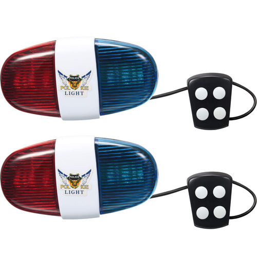 2 Pieces Bike Police Sound Lights LED Sounds Trumpet Bike Horn Police Siren Warning Safety Bicycle LED Light Waterproof
