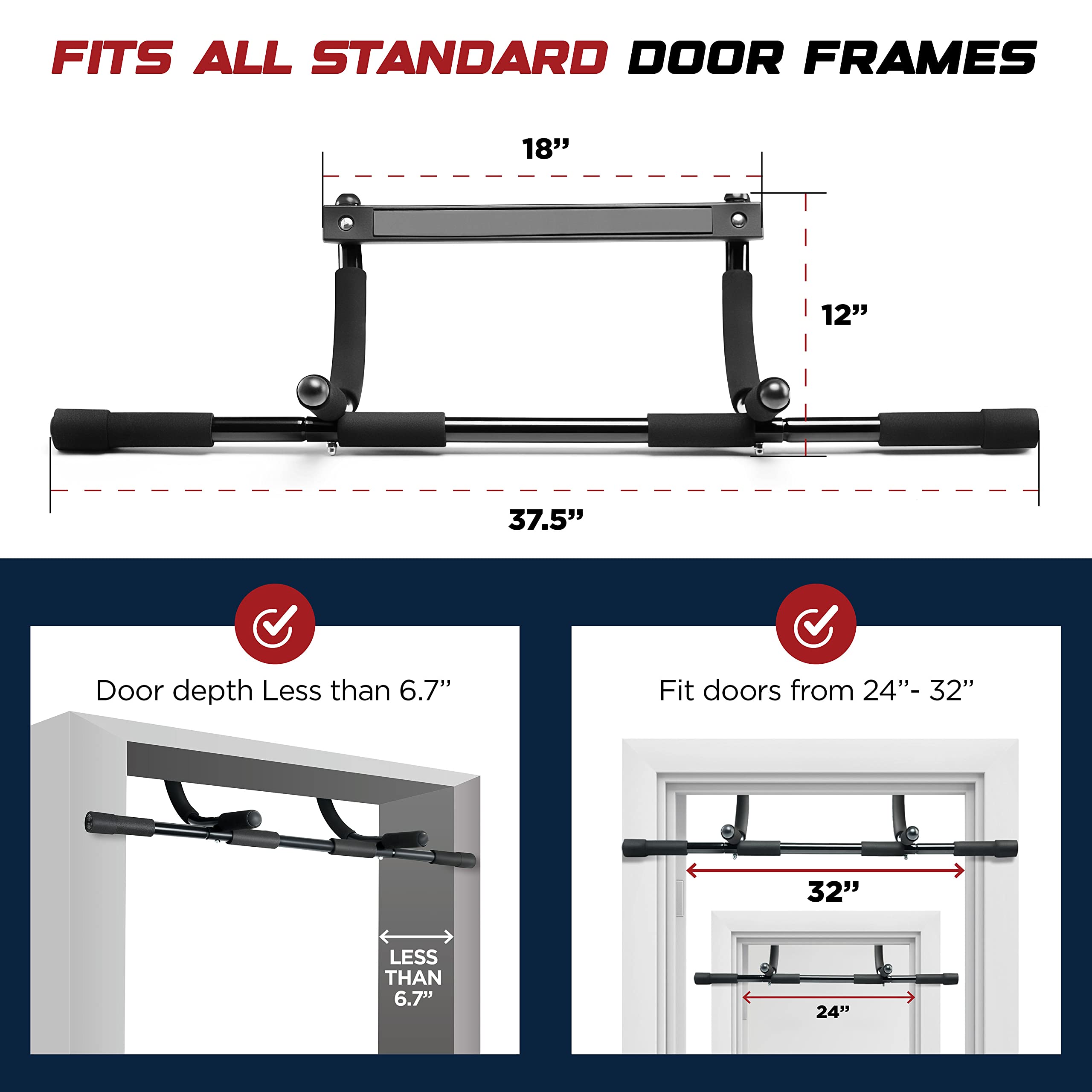 Sagler Pull Up Bar Doorway Heavy Duty Chin Up Bar Trainer For Home Gym Doorway Pull Up Bar Or Dip Bar
