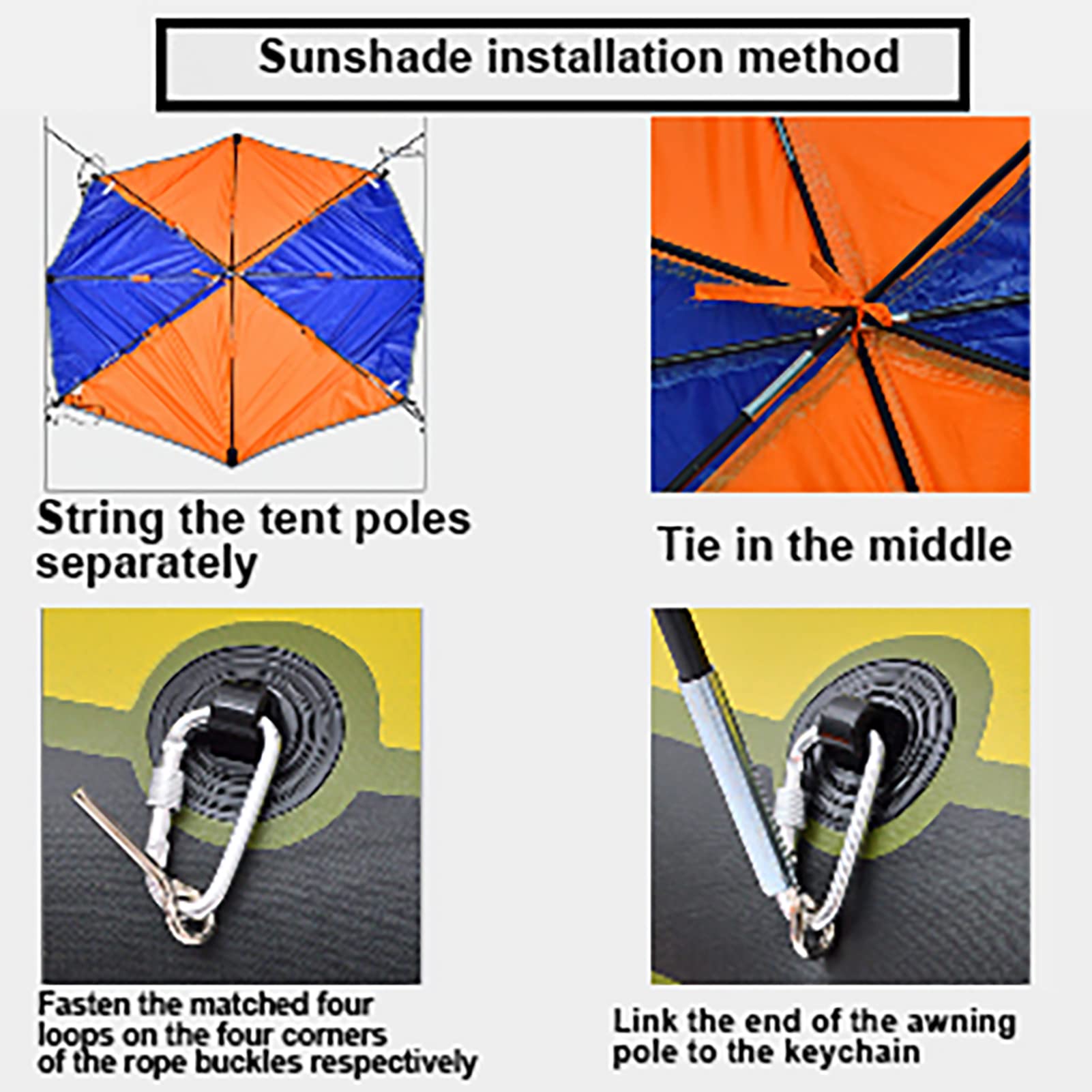 Fishing Sun Shade, 2-4 Persons Boat Sun Shelter Sailboat Awning Cover Fishing Canopy Tent Sun Shade (4 Persons(Suitable Replacem