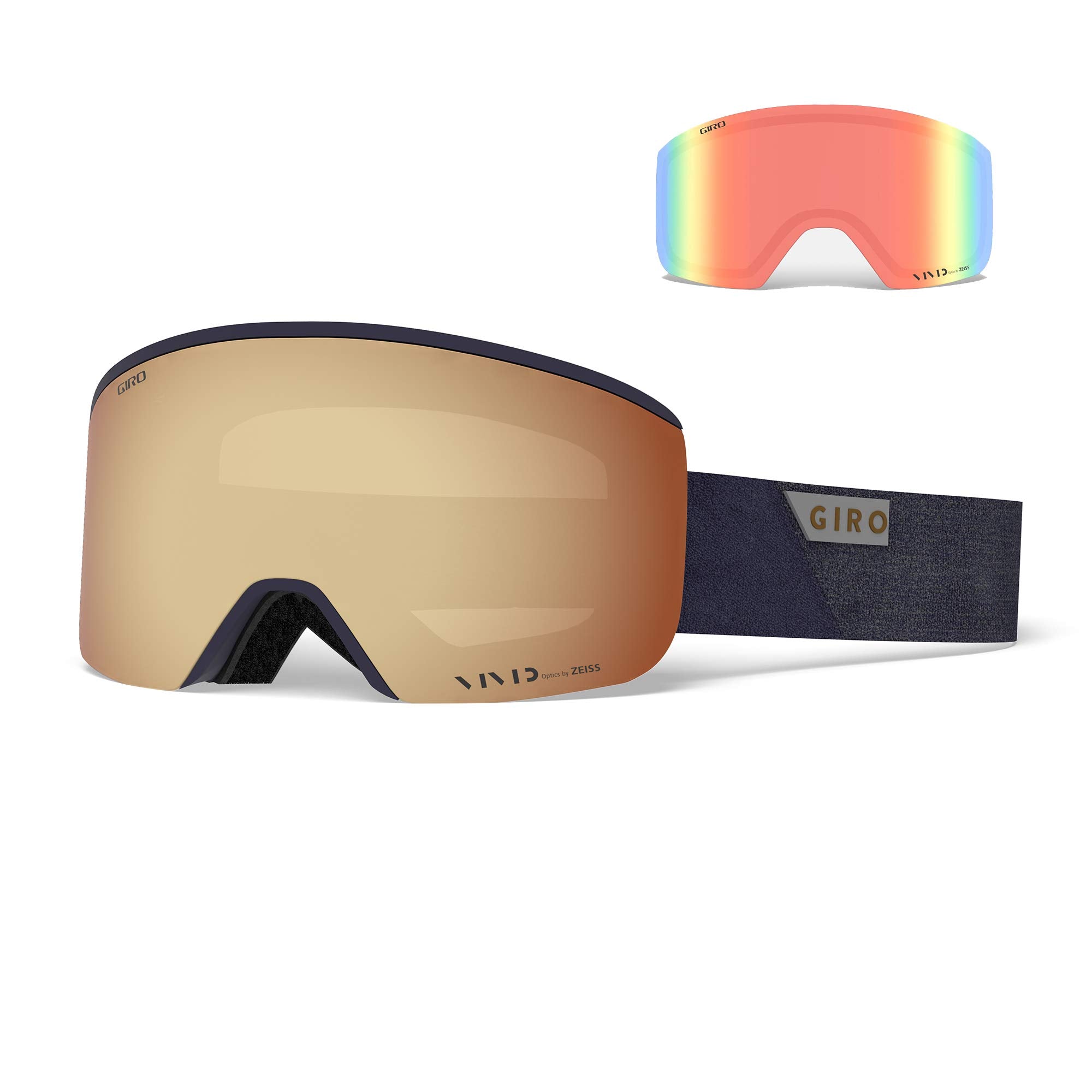 Giro Axis Ski Goggles - Snowboard Goggles for Men - Midnight Peak Strap with Vivid Copper/Vivid Infrared Lenses