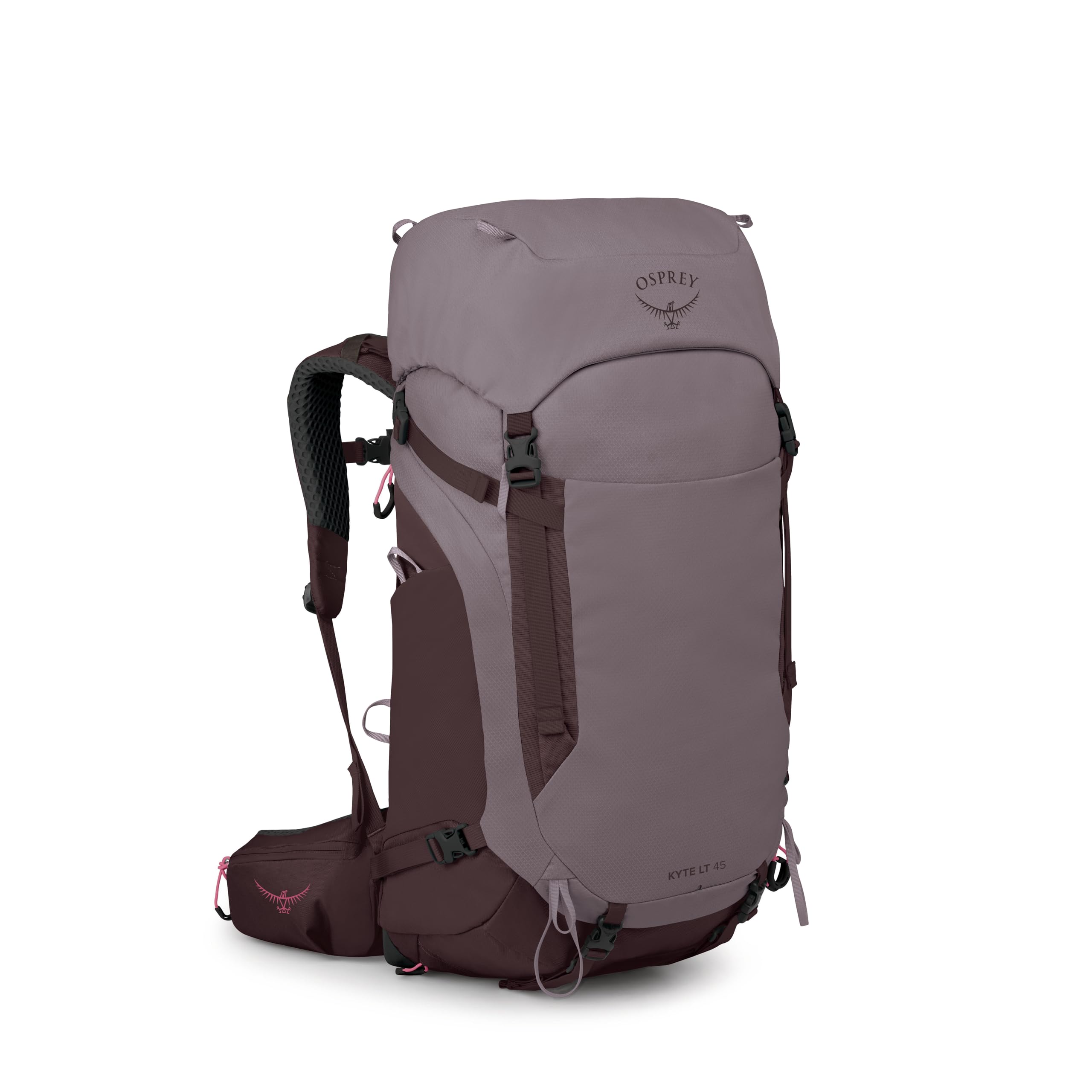 Osprey Kyte LT 45L Womens Backpacking Backpack - Lightweight Hiking & Camping Bag with Waterproof Raincover, Graphite Purple