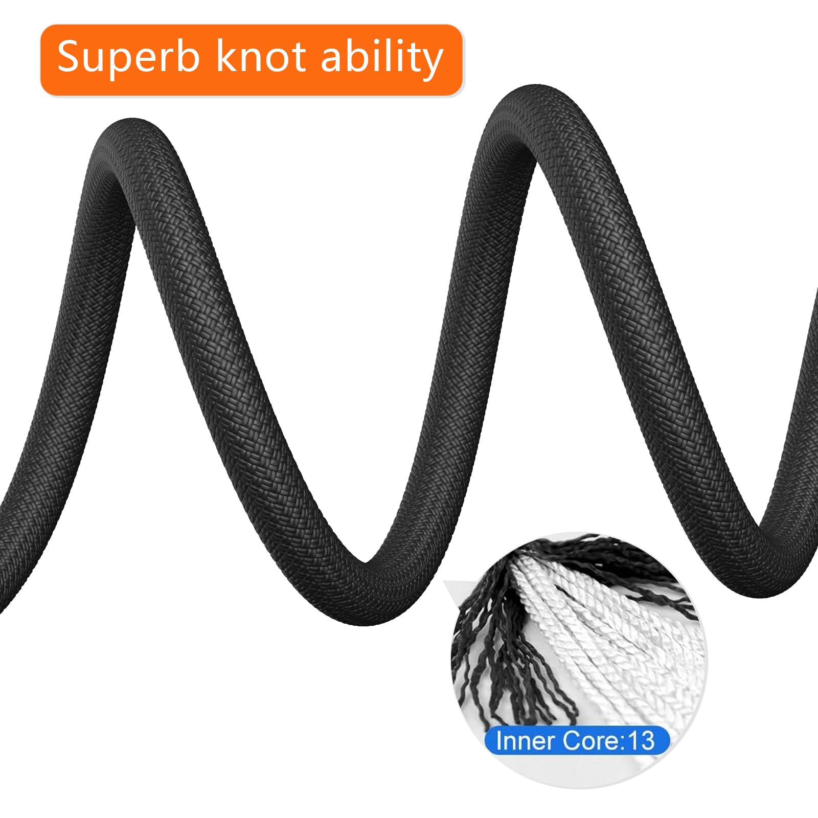 X Xben Rock Climbing Rope, Static Uiaa Mountain Climb Ropes, 10.5Mm 32Ft Black Mountaineering Climbing Gear For Rescue, Hiking,