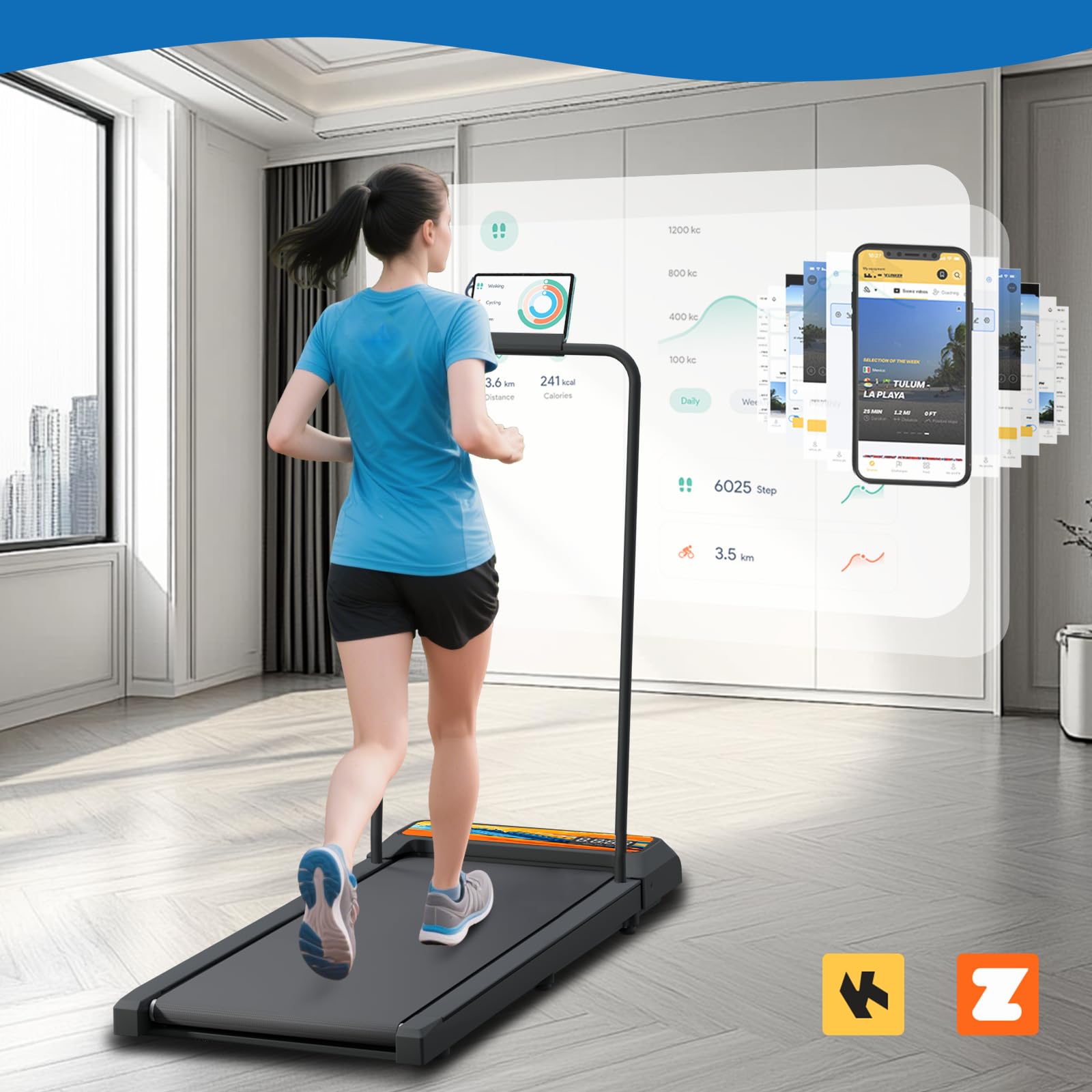Rivano Under Desk Walking Pad, Treadmill With Handles, Walking Pad Treadmill Compact & Portable With Remote Control, Quiet Adjus
